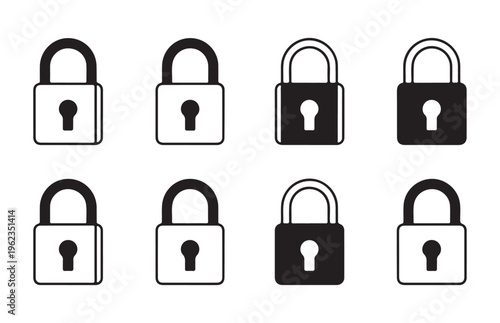Security lock icon set with keyhole details for privacy protection and data safety in digital application design.