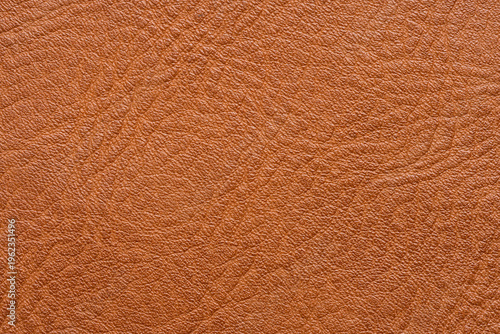 Cuadro en lienzo Top view of brown leather texture background with side stitching,Close-up macro