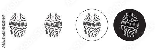Fingerprint scan icons biometric authentication verification identification technology security personal data privacy scan.