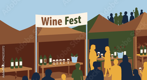 Wine Festival Event with Tasting Booths and Attendees.