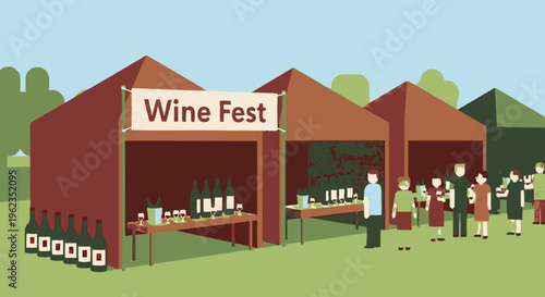 Wine Festival Event with Tasting Booths and Attendees.