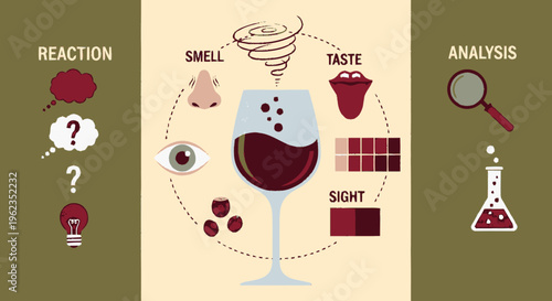 Wine Tasting Analysis Sensory Experience Visual Smell Taste.