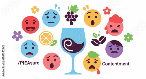 Wine Tasting Emotions and Flavors Illustrated.