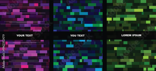 Abstract Geometric Pixel Pattern Backgrounds Set for Web Design