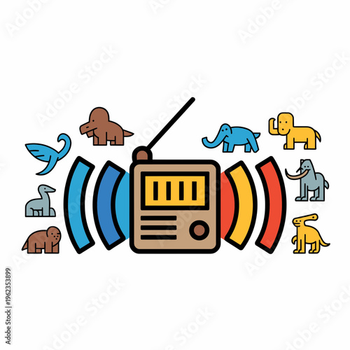 Colorful Radio Broadcasting Dinosaurs