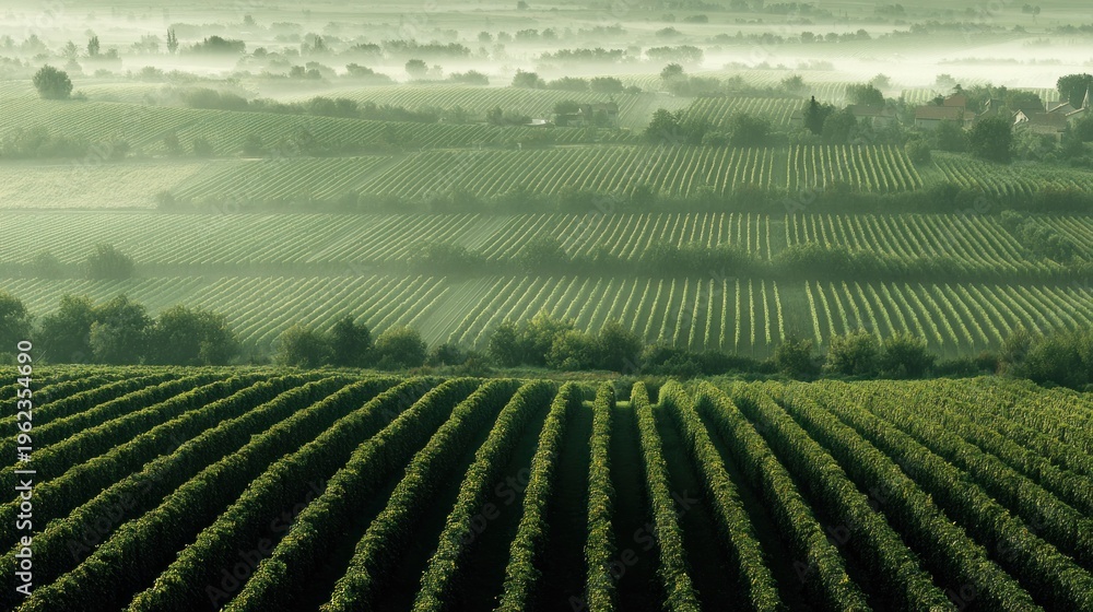 Fototapeta premium Vineyard landscape featuring rows of grape vines in the countryside setting