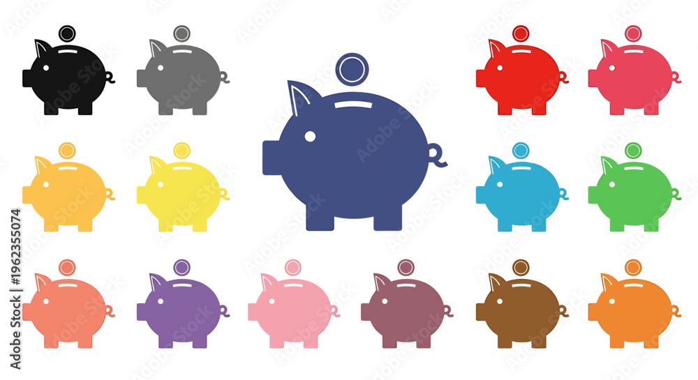 Obraz premium A collection of colorful piggy banks, symbolizing savings, investment, and financial growth.