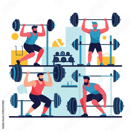 Men Weightlifting in Gym: Strength Training, Fitness, and Bodybuilding