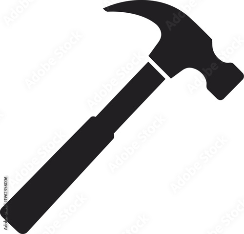 Black silhouette of a hammer with a curved claw and handle