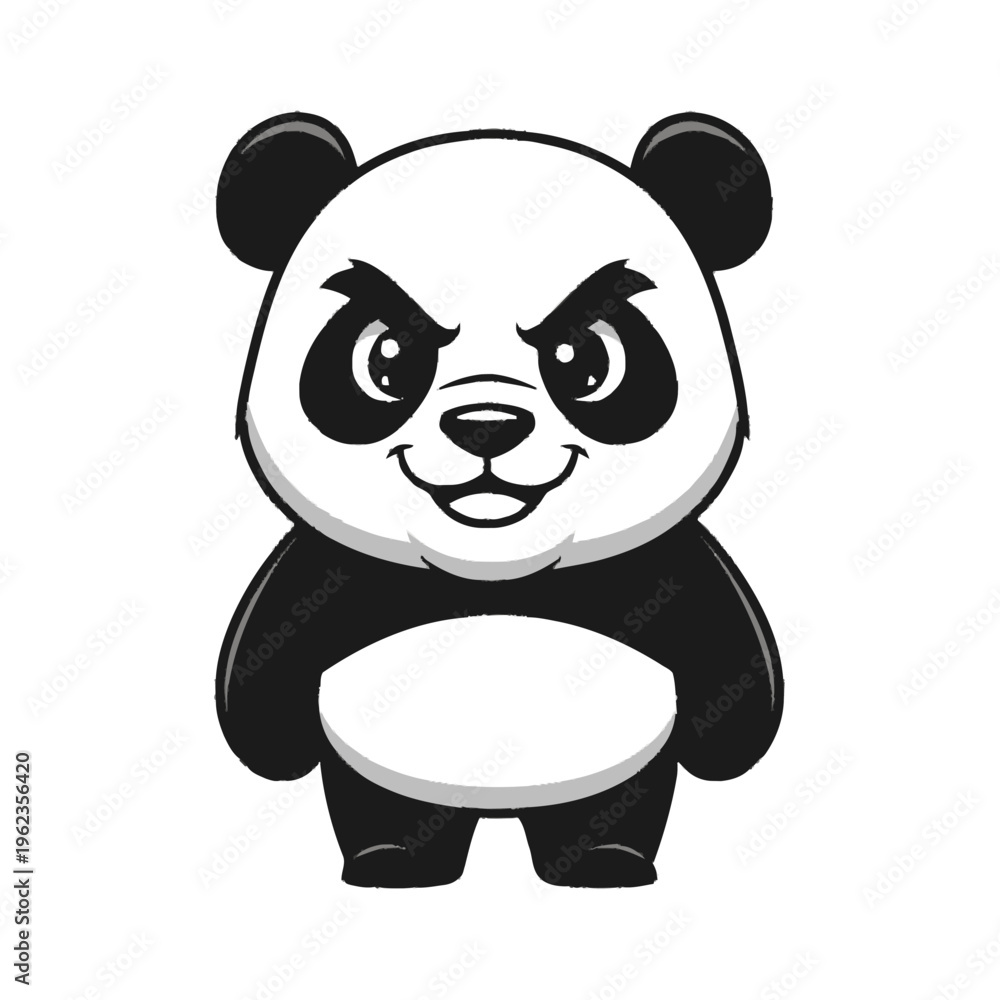 Naklejka premium Angry Cartoon Panda Bear Character Illustration.
