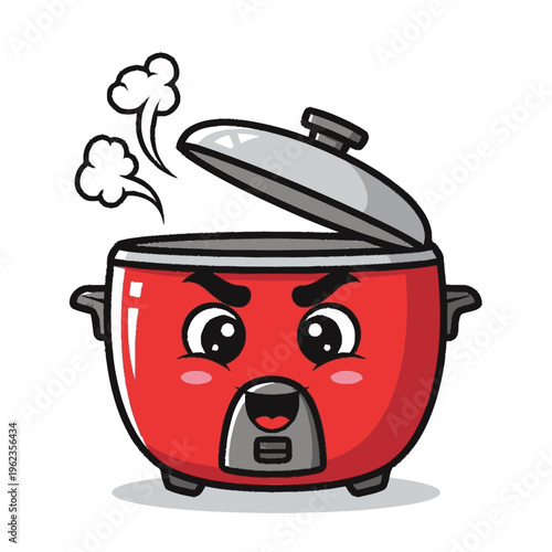Angry Cartoon Pressure Cooker Character Design.