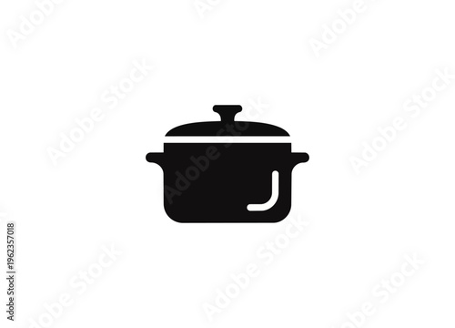 Cooking pot icon illustration black background