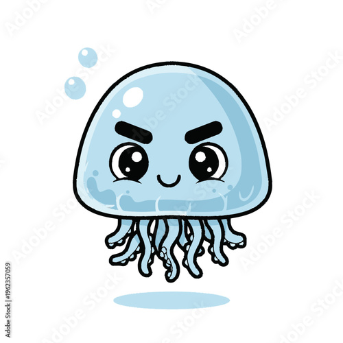 Cartoon Jellyfish Character with Angry Expression.