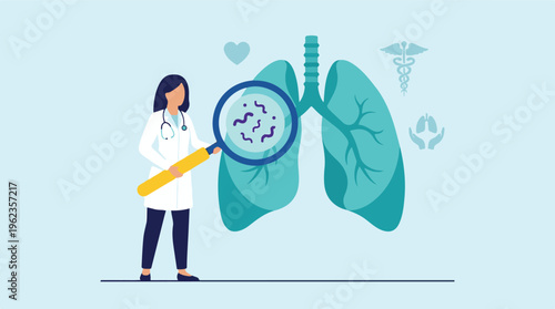 Medical Doctor Examining Human Lungs for Respiratory Illness