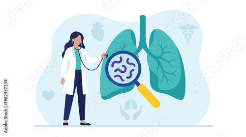 Doctor checking human lungs for illness, infection, and disease