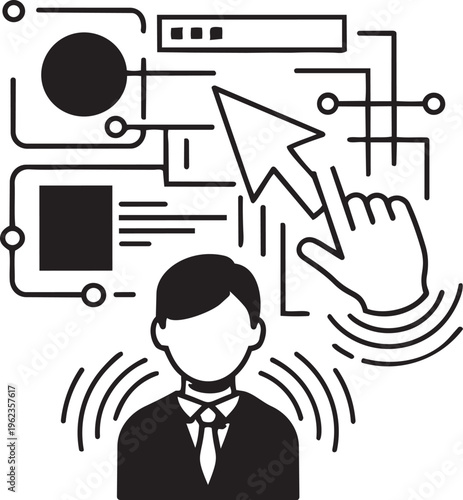 Hand holding black stylus pen over digital tablet for drawing or signature