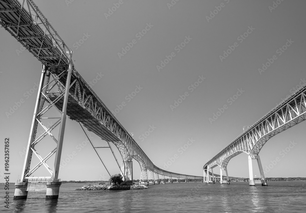 Fototapeta premium Chesapeake Bay Bridge in Black & White