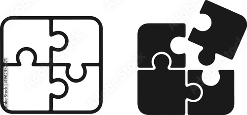 Puzzle Matching Square Icon Set