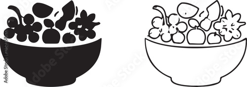 Gardening silhouette icons of adult and child planting, family farming vector set, people gardening with shovel and plant, black and white outline graphics