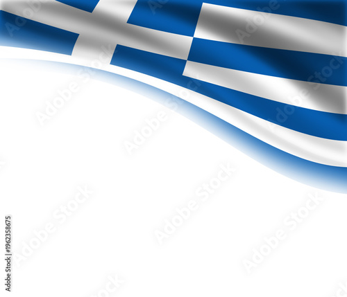 White background with Greek flag in the upper right corner