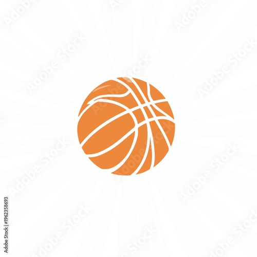 Basketball with motion lines showing fast movement, flat vector illustration, bold black outline, simple shapes, white background 3