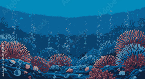 Vibrant Coral Reef Ecosystem Underwater Scene.
