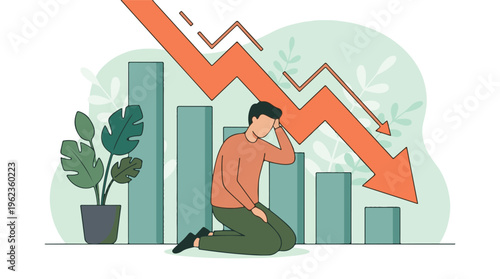 Man experiencing financial loss and stress during economic downturn