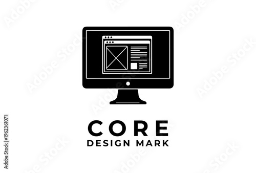 Computer Design Interface Symbol Presented As Black Vector Silhouette Sketch Engraving Logo Illustration Representing Design Day Digital Design Concept