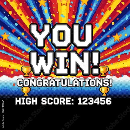 You Win Congratulations High Score Celebration.