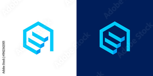 Dual meaning logo combining stair and hexagon elements, symbolizing structured growth, progress, stability, innovation, and step-by-step development within a strong modern framework.