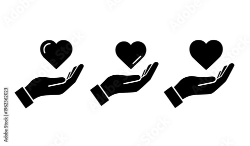 Helping Hands with Heart Vector Icons – Donation, Charity, and Healthcare