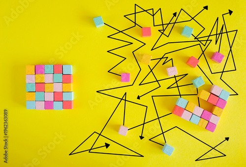 фотографія Business concept for competition,rivalry,bad management,communication gap,busine