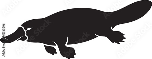 Duck Billed Platypus Swimming Water Silhouettes