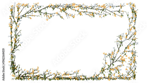 Quadro su tela flowering vine border frames isolated white background