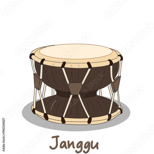 Korean Traditional Janggu Drum Isolated on White Background – Asian Cultural Musical Instrument