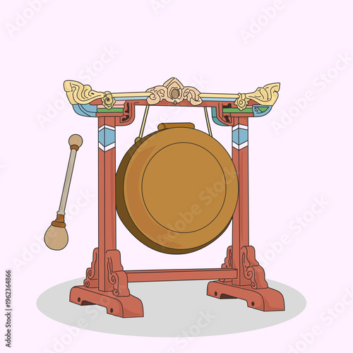 Korean Traditional Janggu Drum Isolated on White Background – Hourglass Asian Percussion Instrument