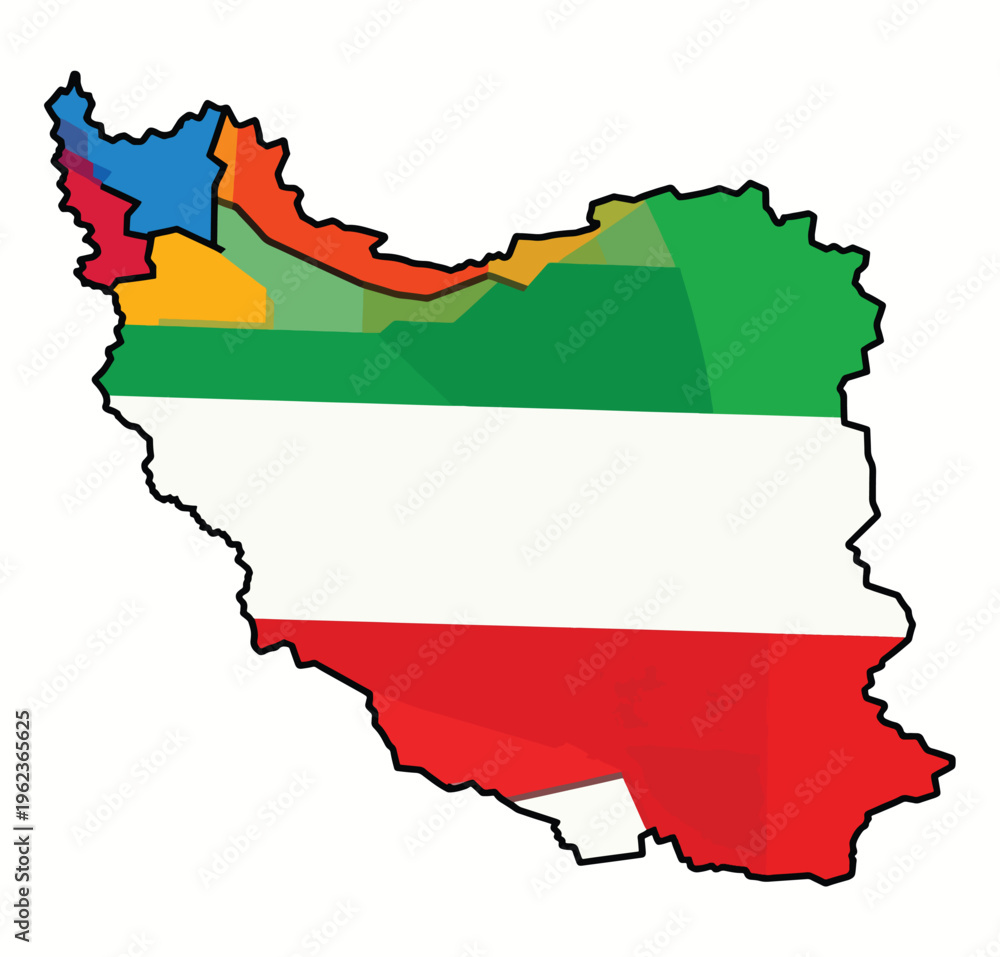 Fototapeta premium Iran Map Vector Illustration, Detailed Political Map of Iran Country with Regions