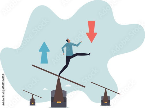 Loss and gain on investment, earning, profit or lose money from stock or crypto trade, financial green and red arrow chart .human life and situation.