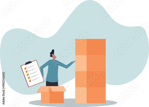 Checking inventory, QC, quality control to assure product delivery .human life and situation.