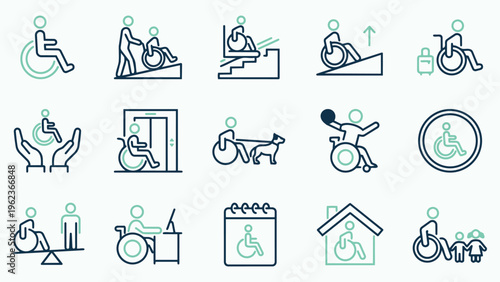 Comprehensive Disability and Accessibility Outline Icons
