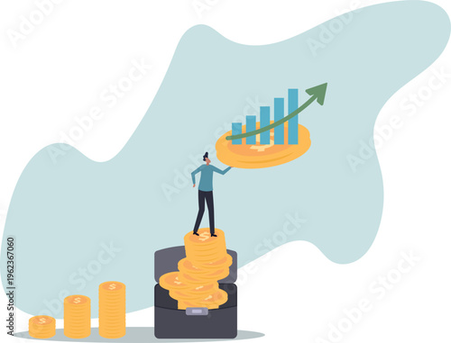 Success investment growth, wealth management, saving or increase income, rich life, earning profit or growing pension fund,human life and situation.