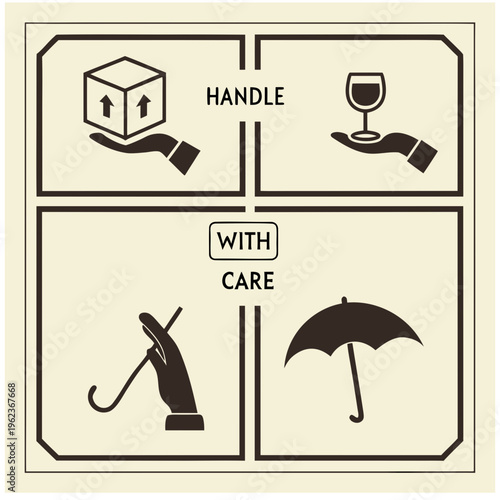 Shipping Symbols Set Handle with Care Fragile This Side Up Keep Dry Vector