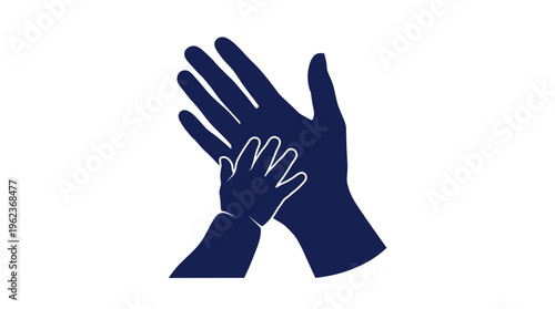 Tender embrace of adult and child hands symbolizing family love, care, and secure connection. Generational bond and support