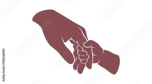 A tender bond illustrated an adult hand gently holds a child's small fingers, representing parental care, protection, and the warmth of family love