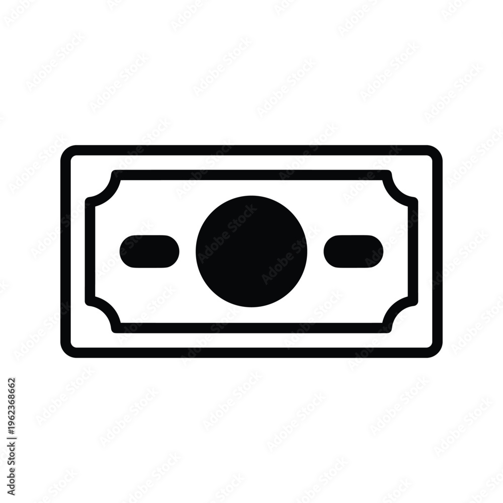Obraz premium Black and white illustration of a stylized banknote with security features