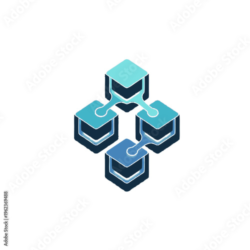 Abstract Network of Connected Cubes Technology Concept.