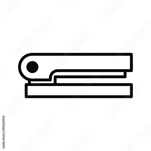 A classic stapler with a paper stack and partially ejected staple arm