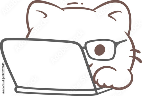 Cute Cat Using Laptop