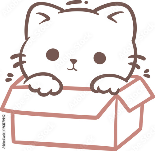 Cute Kitten Peeking Out of Box