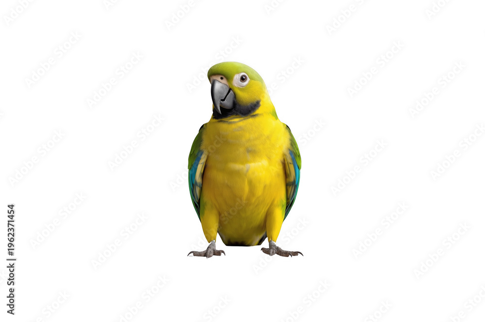 Fototapeta premium Colorful yellow parrot bird standing with transparent background